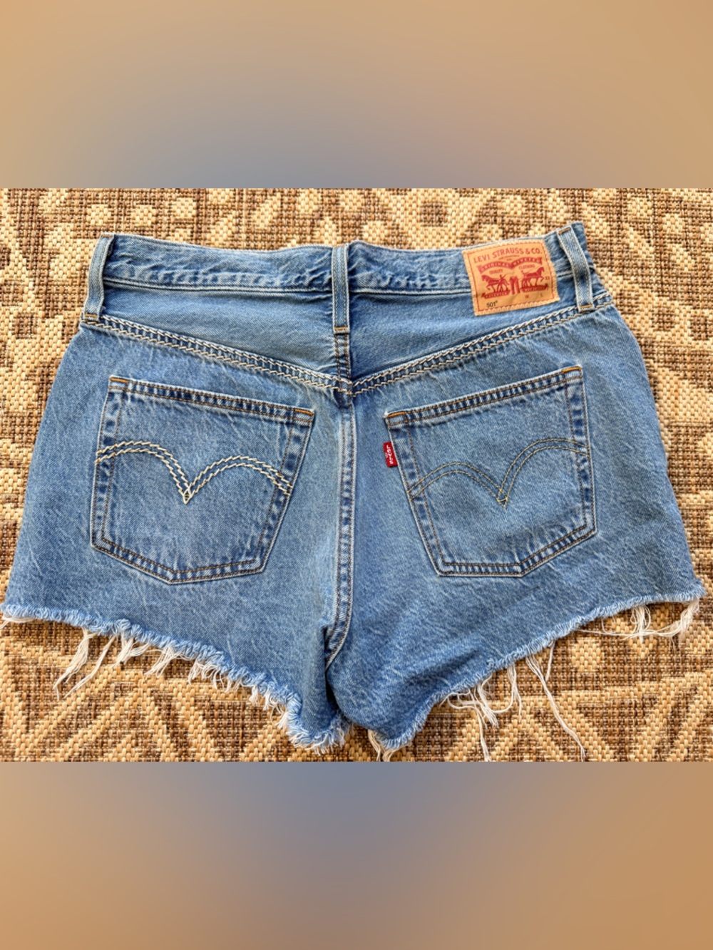 Levi's 501 Womens Cut Off Denim Shorts Sz 29 (30.5) Distressed Button Fly EC - Picture 6 of 15